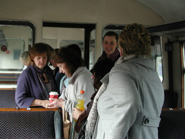 Inside the privately hired coach are Ann Oliver, Anna Cristalino, Laura Keeble and Kim Baker (back towards camera)

