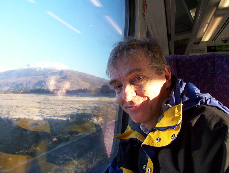 John enjoying the train journey
